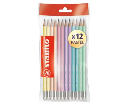 Matita in grafite Swano pastel - gradazione HB - con gommino - fusto in 6 colori pastel - conf. 12 pezzi - Stabilo - F52269 - 4006381522694 - DMwebShop