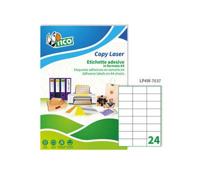 Etichette adesive LP4W in carta permanenti 70 x 37 mm 24 etichette per foglio 100 fogli bianco Tico LP4W 7037 - 1497