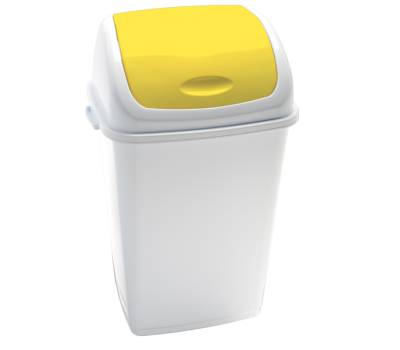 Pattumiera con coperchio basculante 44x33x68 cm 50 lt bianco giallo - 708