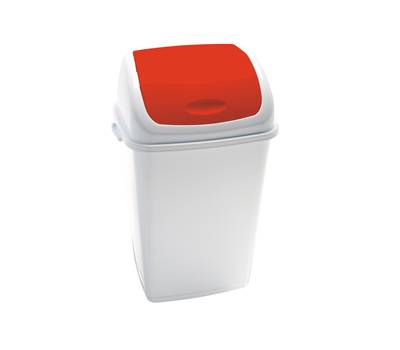 Pattumiera con coperchio basculante Rif 44x33x68 cm 50 lt bianco rosso Medial 909057 - 719 Pattumiera con coperchio basculante Rif 44x33x68 cm 50 lt bianco rosso Medial 909057 - 719