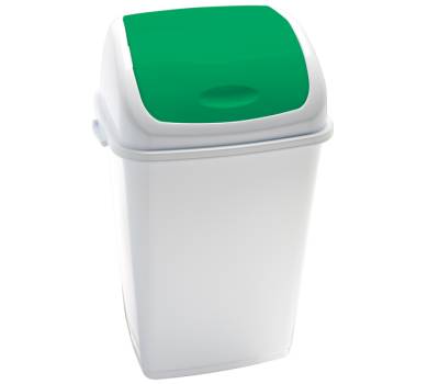 Pattumiera con coperchio basculante Rif 44x33x68 cm 50 lt bianco verde Medial 909058 - 722