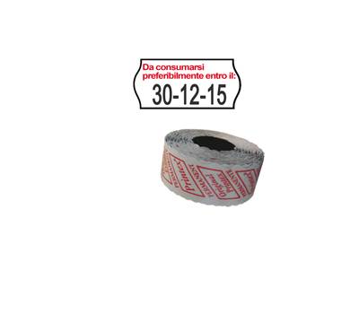Rotolo da 1000 etichette a onda per Smart 8/2612 - 'DA CONSUMARSI' - 26 x 12 mm - adesivo permanente - bianco - pack 10 rotoli - Printex - 2612sfp14st - 8034049918233 - DMwebShop
