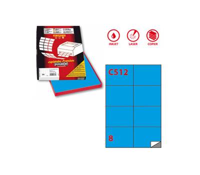 Etichetta adesiva C512 - in carta - permanente - 105 x 74,25 mm - 8 etichette per foglio - blu - scatola 100 fogli A4 - Markin - X210C512BL - 8007047024060 - DMwebShop