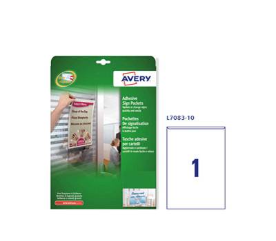 Tasche adesive L7083 - 21 x 29,7 cm - permanente - A4 - trasparente - conf. 10 pezzi - Avery - L7083-10 - 4004182048481 - DMwebShop