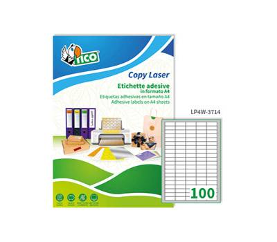 Etichette adesive LP4 W carta angoli arrotondati permanenti 37 x 14 mm 100 etichette per foglio 100 fogli bianco LP4W 3714 - 1595