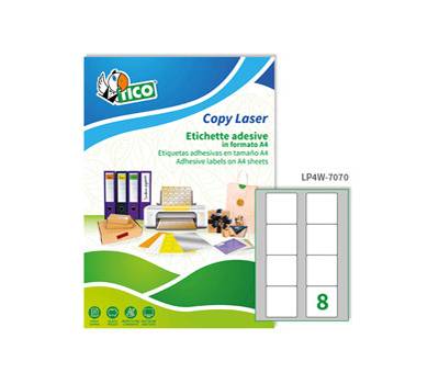 Etichette adesive LP4W carta angoli arrotondati permanenti 70 x 70 mm 8 etichette per foglio 100 fogli bianco Tico LP4W 7070 - 1589