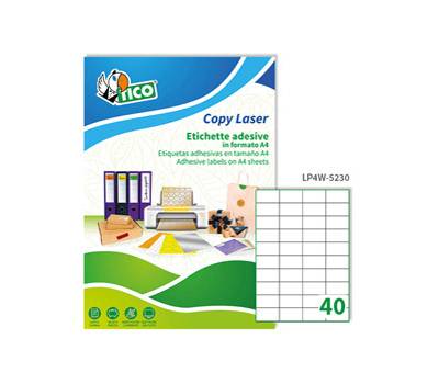 Etichette adesive LP4W in carta permanenti 52 x 30 mm 40 etichette per foglio 100 fogli bianco Tico LP4W 5230 - 1779