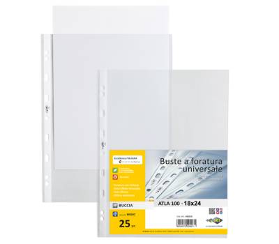 Buste forate Atla - medium buccia - 18 x 24 cm - trasparente - conf. 25 pezzi - Sei Rota - 661815 - 8004972009896 - DMwebShop