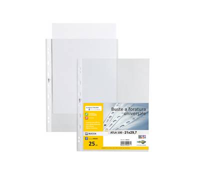 Buste forate Atla - medium buccia - 21 x 29,7 cm - trasparente - conf. 25 pezzi - Sei Rota - 662110 - 8004972009919 - DMwebShop