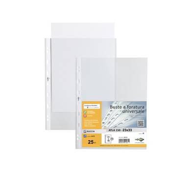 Buste forate Atla - pesante buccia - 23 x 33 cm - trasparente - conf. 25 pezzi - Sei Rota - 662315 - 8004972010151 - DMwebShop