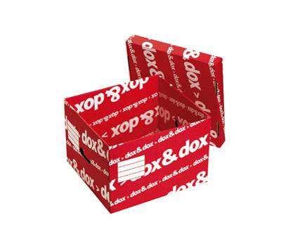 Scatola - con coperchio - 39,5 x 28 x 35,5 cm - bianco e rosso - conf. 12 pezzi - Dox - 1600175 - 8004389079581 - DMwebShop