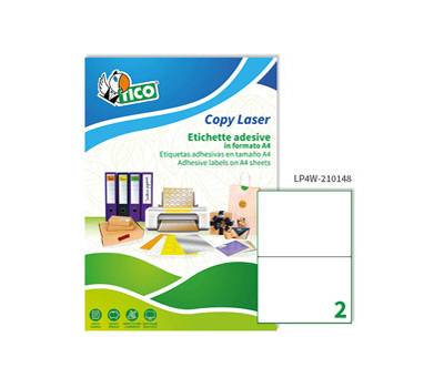 Etichette adesive LP4W carta angoli arrotondati permanenti 210 x 148 mm 2 etichette per foglio 100 fogli bianco LP4W 210148 - 2550