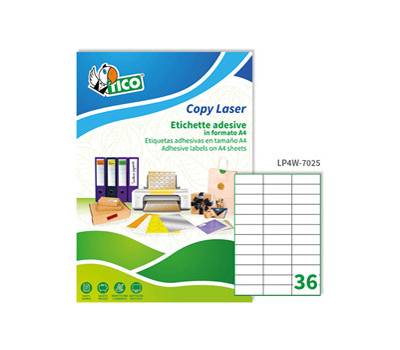 Etichette adesive LP4W in carta permanenti 70 x 25 mm 36 etichette per foglio 100 fogli bianco Tico LP4W 7025 - 2558