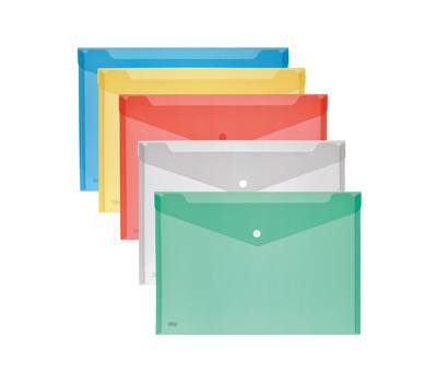 Buste con bottone - PPL - 33,5 x 23,5 cm - colori assortiti - conf. 5 pezzi - Lebez - 2192-5 - 8007509219225 - DMwebShop