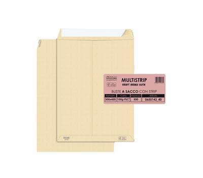 Busta sacco MULTI STRIP avana - carta riciclata FSC - strip adesivo - 30 x 40 cm - 100 gr - conf. 500 pezzi - Pigna - 065514340 - 8006873106230 - DMwebShop