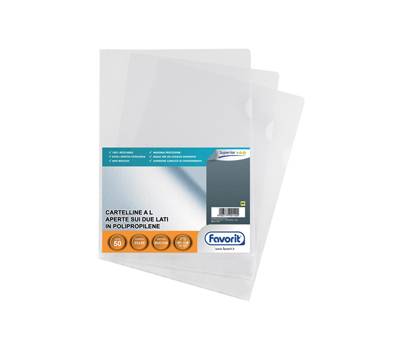 Cartelline a L Pratic Superior PPL buccia - 22 x 30 cm - trasparente - conf. 50 pezzi - Favorit - 100460050 - 8006779001707 - DMwebShop