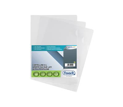 Cartelline a L Pratic Superior PPL liscio - 22 x 30 cm - trasparente - conf. 50 pezzi - Favorit - 100460047 - 8006779001554 - DMwebShop