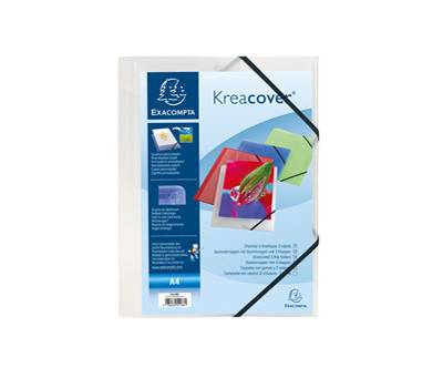 Cartella personalizzabile Kreacover - con elastico - PP - 24 x 32 cm - bianco trasparente - Exacompta - 55188E - 3130630551881 - DMwebShop