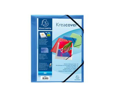 Cartella personalizzabile Kreacover - con elastico - PP - 24 x 32 cm - blu trasparente - Exacompta - 55182E - 3130630551829 - DMwebShop