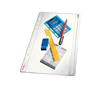 Buste forate con zip PVC - 19 x 30 cm - conf. 5 pezzi - Esselte - 411200 - 3034154112002 - DMwebShop