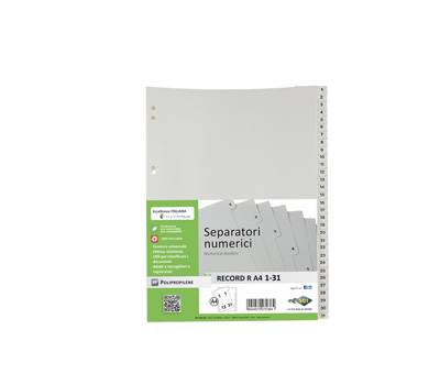 Separatore numerico 1/31 Record R - PPL - 21 x 29,7 cm - A4 - grigio - Sei Rota - 581301 - 8004972270357 - DMwebShop