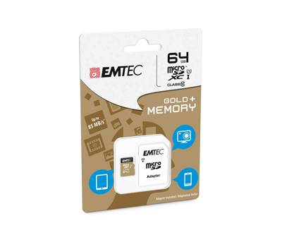 Micro SDXC Class 10 Gold con Adattatore 64Gb Emtec - 1136