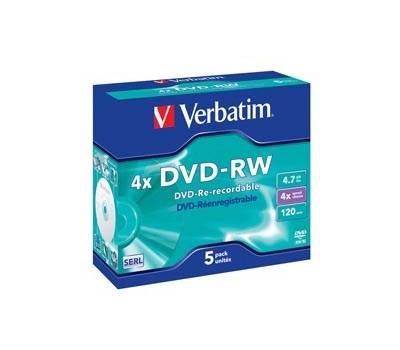 Scatola 5 DVD-RW - Jewel Case - serigrafato - 4,7 Gb - Verbatim - 43285 - 23942432852 - DMwebShop