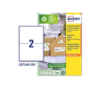 Etichette per buste e pacchi in carta riciclata - bianca - 199,6 x 143,5 mm - 100 fogli - Avery - LR7168-100 - 5014702815096 - DMwebShop
