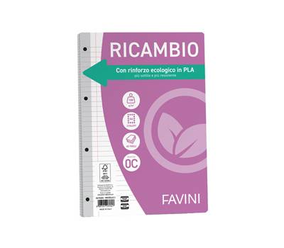 Ricambi con rinforzo ecologico - A4 - 100 gr - 40 fogli - 1 rigo - con margine - Favini - A476404 - 8007057237627 - DMwebShop