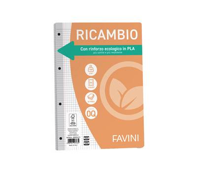 Ricambi con rinforzo ecologico - A4 - 100 gr - 40 fogli - 5 mm - con margine - Favini - A475414 - 8007057237634 - DMwebShop