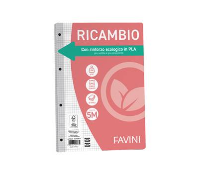 Ricambi con rinforzo ecologico - A4 - 100 gr - 40 fogli - 5 mm - Favini - A475404 - 8007057237672 - DMwebShop