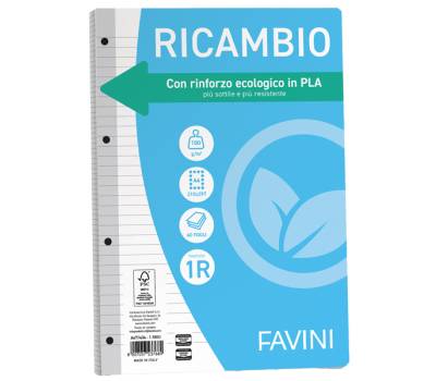 Ricambi con rinforzo ecologico - A4 - 100 gr - 40 fogli - 1 rigo - Favini - A477404 - 8007057237689 - DMwebShop