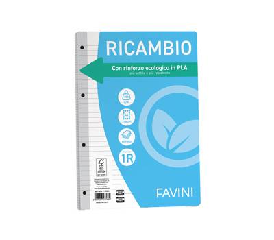 Ricambi con rinforzo ecologico - A4 - 100 gr - 40 fogli - 1 rigo - Favini - A477404 - 8007057237689 - DMwebShop