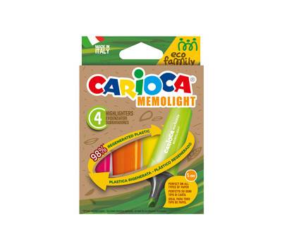 Evidenziatore Memolight Eco Family - colori assortiti - scatola 4 pezzi - Carioca - 43098 - 8003511430986 - DMwebShop