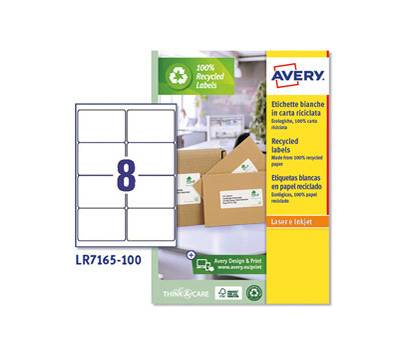 Etichette adesive in carta riciclata angoli arrotondati permanenti 100 fogli 99,1 x 67,7 mm - 757