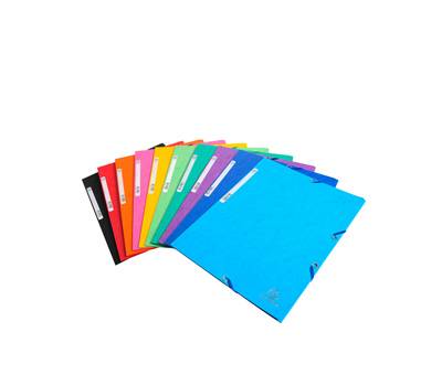 Cartellina con elastico - cartoncino lustre' - 3 lembi - 400 gr - 24 x 32 cm - mix 10 colori - conf. 50 pezzi - Exacompta - 55500E - 3130630555001 - DMwebShop