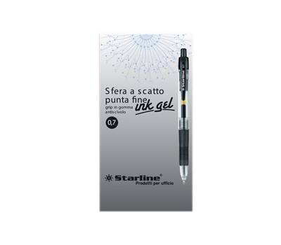 Penna a sfera a scatto con inchiostro gel punta fine 0,7 mm nero - 9876