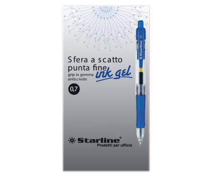 Penna a sfera a scatto con inchiostro gel - punta fine 0,7 mm - blu - conf. 12 pezzi - Starline - STL1209. - 8025133023711 - DMwebShop