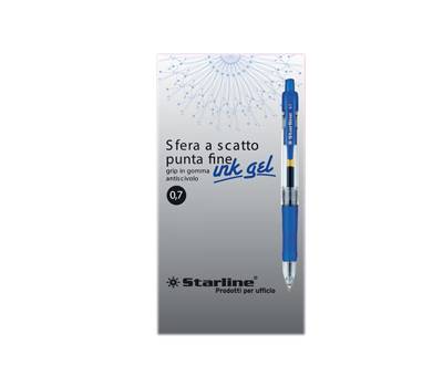 Penna a sfera a scatto con inchiostro gel - punta fine 0,7 mm - blu - conf. 12 pezzi - Starline - STL1209. - 8025133023711 - DMwebShop