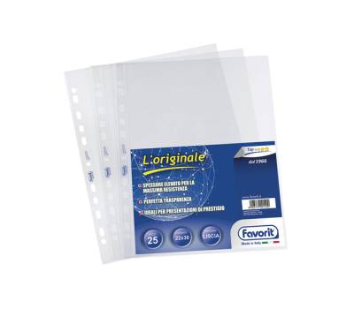 Buste forate L'originale Top liscio - 22 x 30 cm - trasparente - conf. 25 pezzi - Favorit - 100460118 - 8006779993408 - DMwebShop