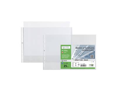Buste forate Atla T - pesante liscio - 30 x 22 cm - album - trasparente - conf. 25 pezzi - Sei Rota - 663022 - 8004972024882 - DMwebShop