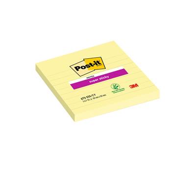 Blocco foglietti Super Sticky - giallo Canary - 101 x 101 mm - a righe - 70 fogli - conf. 3 pezzi - Post-it - 7100234641 - 51141998817 - DMwebShop