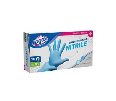 Guanti in nitrile non talcato - per uso medicale - taglia M-L - azzurro - scatola 100 pezzi - Logex Professional - 3476LXL - 9551004301552 - DMwebShop