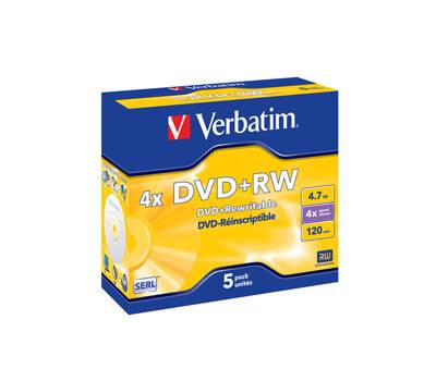 Scatola 5 DVD+RW - Jewel Case - serigrafato - 4,7 Gb - Verbatim - 43229 - 23942432296 - DMwebShop