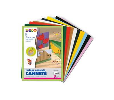 Cartoncino ondulato Cannete' - 25 x 35 cm - colori assortiti - conf. 10 fogli - Deco - 2200 - 8004957026412 - DMwebShop