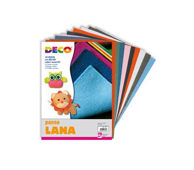 Panno lana - 20 x 30 cm - colori assortiti - conf. 10 pezzi - Deco - 1571 - 8004957001891 - DMwebShop
