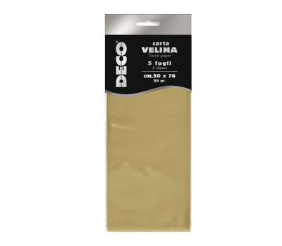 Carta velina metallizzata - 20 gr - 50 x 76 cm - oro - busta 5 fogli - Deco - 12455/1 - 8004957124552 - DMwebShop