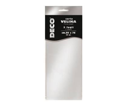 Carta velina metallizzata - 20 gr - 50 x 76 cm - argento - busta 5 fogli - Deco - 12455/2 - 8004957124569 - DMwebShop