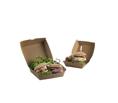 Scatole per hamburger Street Food in carta kraft - 16 x 16 x 9 cm - conf. 50 pezzi - Leone - H0708 - 8024112005595 - DMwebShop