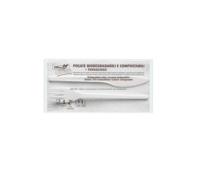 Bis posate in estabio con tovagliolo 2 veli - conf. 100 pezzi - Dopla - 03907 - 8005090013635 - DMwebShop